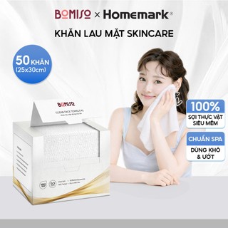 Khăn Lau Mặt Dùng 1 Lần Bomiso by Homemark – Mềm Mịn Chuẩn Spa, An Toàn Da Nhạy Cảm, Tẩy Trang Khô