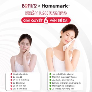 Khăn Lau Mặt Dùng 1 Lần Bomiso by Homemark – Mềm Mịn Chuẩn Spa, An Toàn Da Nhạy Cảm, Tẩy Trang Khô