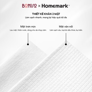 Khăn Lau Mặt Dùng 1 Lần Bomiso by Homemark – Mềm Mịn Chuẩn Spa, An Toàn Da Nhạy Cảm, Tẩy Trang Khô