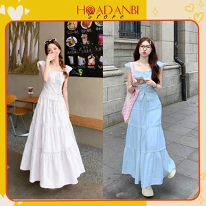 Set Váy nữ, Váy maxi Hai Dây dáng dài cánh tiên phong cách Hàn Quốc, Set Váy Siêu Xinh