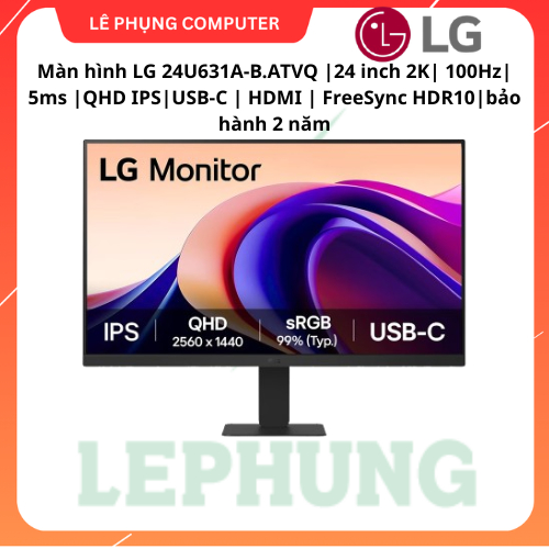 MÀN HÌNH LG văn phòng và đồ họa 2K | 24U631A-B | 27U631A-B (QHD/IPS/100HZ/5MS/USB-C 15W) CHÍNH HÃNG BẢO HÀNH 2 NĂM | BigBuy360 - bigbuy360.vn