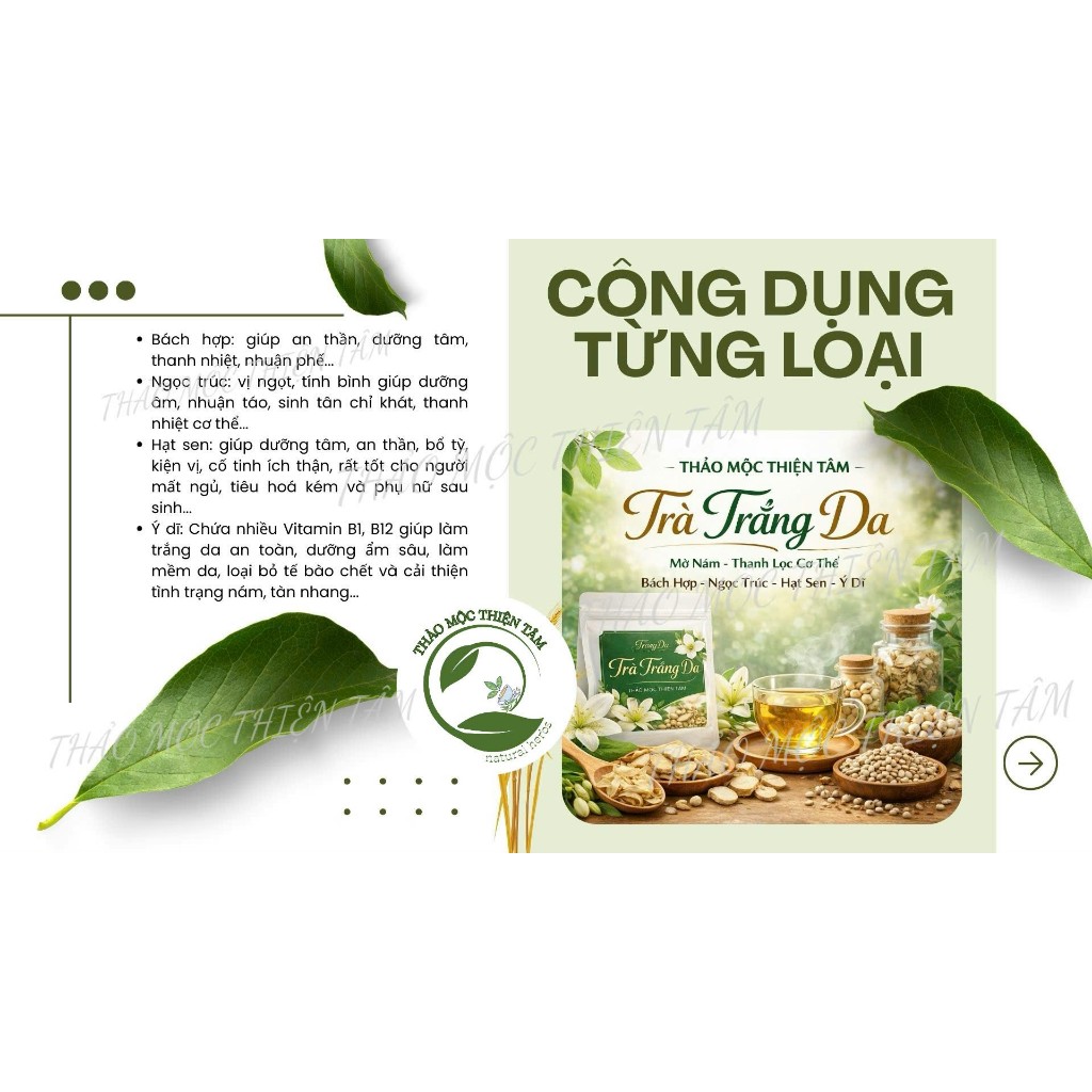 Trà Trắng Da - Bí Kíp Mặt Mộc Giúp Trắng Da Mờ Nám Giảm Mụn - Mua 30 Gói Tặng 3 Gói Và Tặng Thêm 1 Gói Trà Bất Kỳ - TMTT
