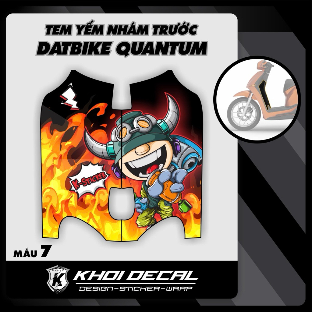 Tem dán nhựa nhám Quangtum decal cao cấp (Yếm trước)