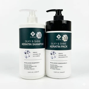 Bộ dầu gội xả Livegain Silky & Shine Keratin Elabore Hàn Quốc bóng mượt giảm xơ rối gãy rụng