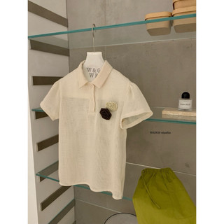 𝐏𝐡𝐢𝐞𝐧 𝐖𝐆𝐖𝐄 | (Sẵn) w8927 Áo Polo Lưới Phối Hoa Đính Form Rộng Freesize
