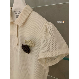 𝐏𝐡𝐢𝐞𝐧 𝐖𝐆𝐖𝐄 | (Sẵn) w8927 Áo Polo Lưới Phối Hoa Đính Form Rộng Freesize