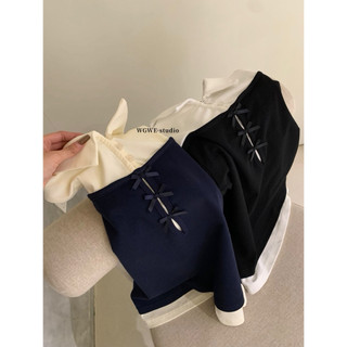 𝐏𝐡𝐢𝐞𝐧 𝐖𝐆𝐖𝐄 | (Sẵn) w9139 Áo Polo Cotton Khoét Vai Bản Cộc Tay Nơ Trước Tiểu Thư