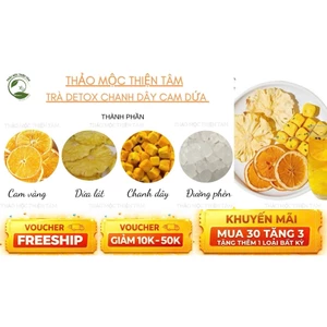 Trà DETOX Chanh Dây Cam Dứa Thanh Nhiệt - Mua 30 Gói Tặng 3 Gói Và Tặng Ngay 1 Gói Trà Bất Kỳ - Thảo Mộc Thiện Tâm