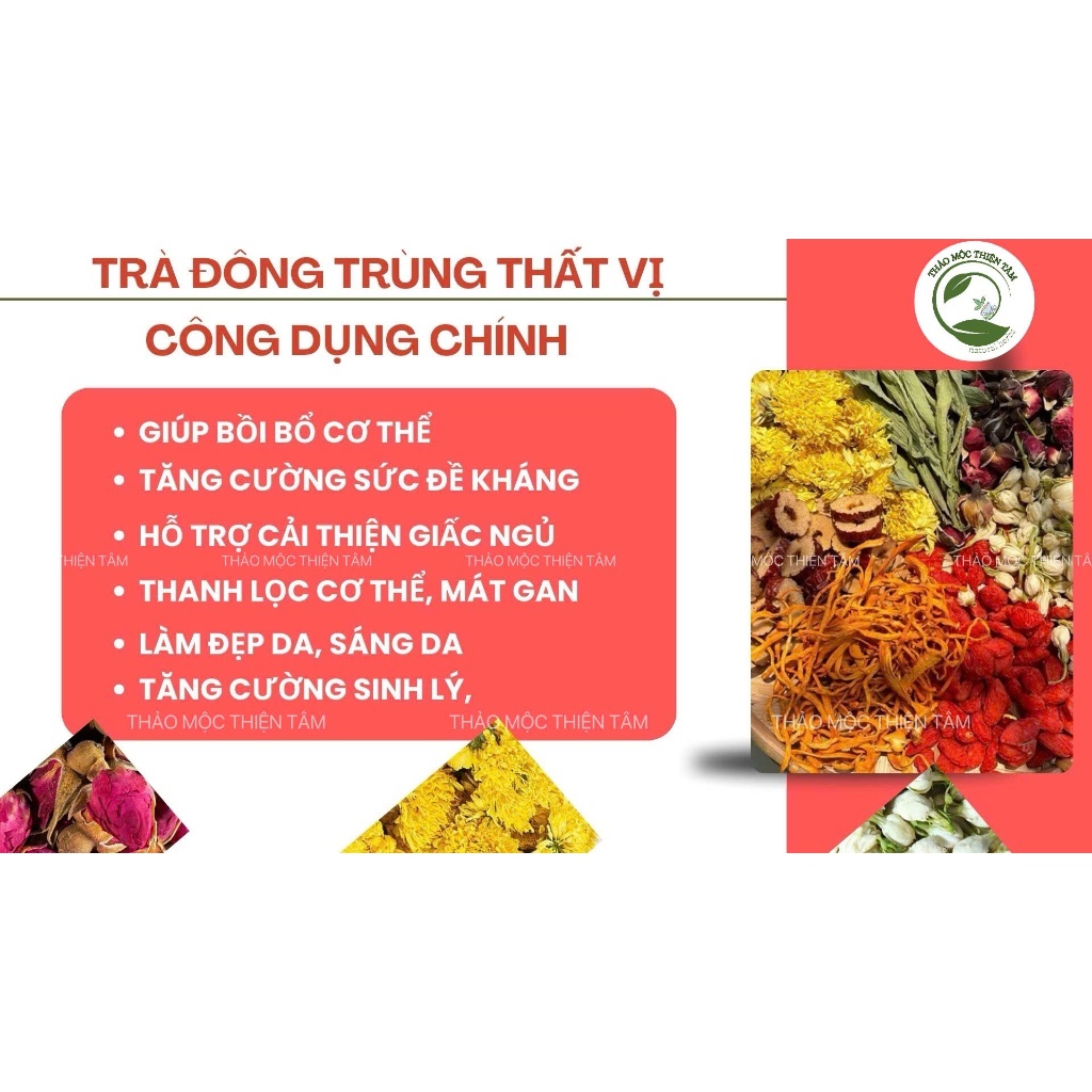 Trà Đông Trùng Thất Vị Thanh Nhiệt, Bồi Bổ Cơ Thể, Dưỡng Nhan - Mua 30 Gói Tặng 3 Gói Và Tặng Thêm 1 Gói Trà Bất Kỳ