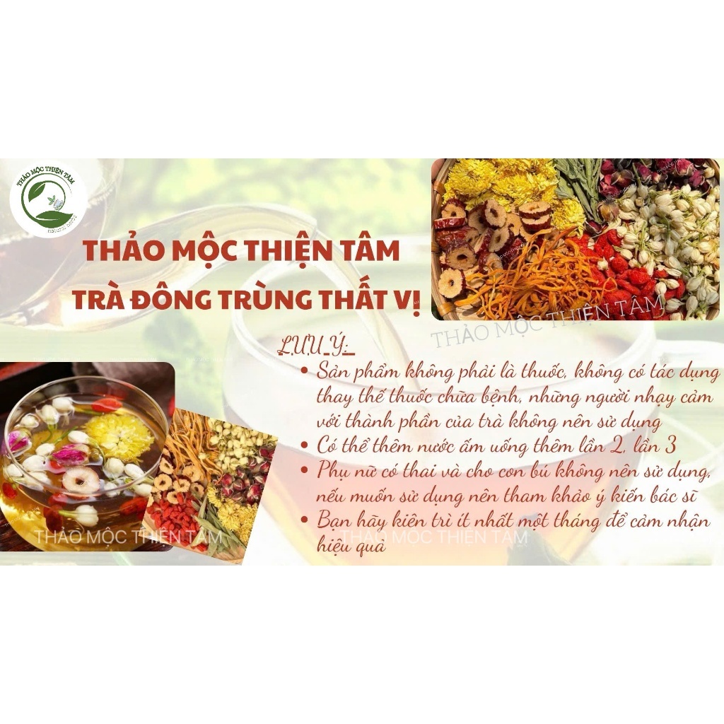 Trà Đông Trùng Thất Vị Thanh Nhiệt, Bồi Bổ Cơ Thể, Dưỡng Nhan - Mua 30 Gói Tặng 3 Gói Và Tặng Thêm 1 Gói Trà Bất Kỳ