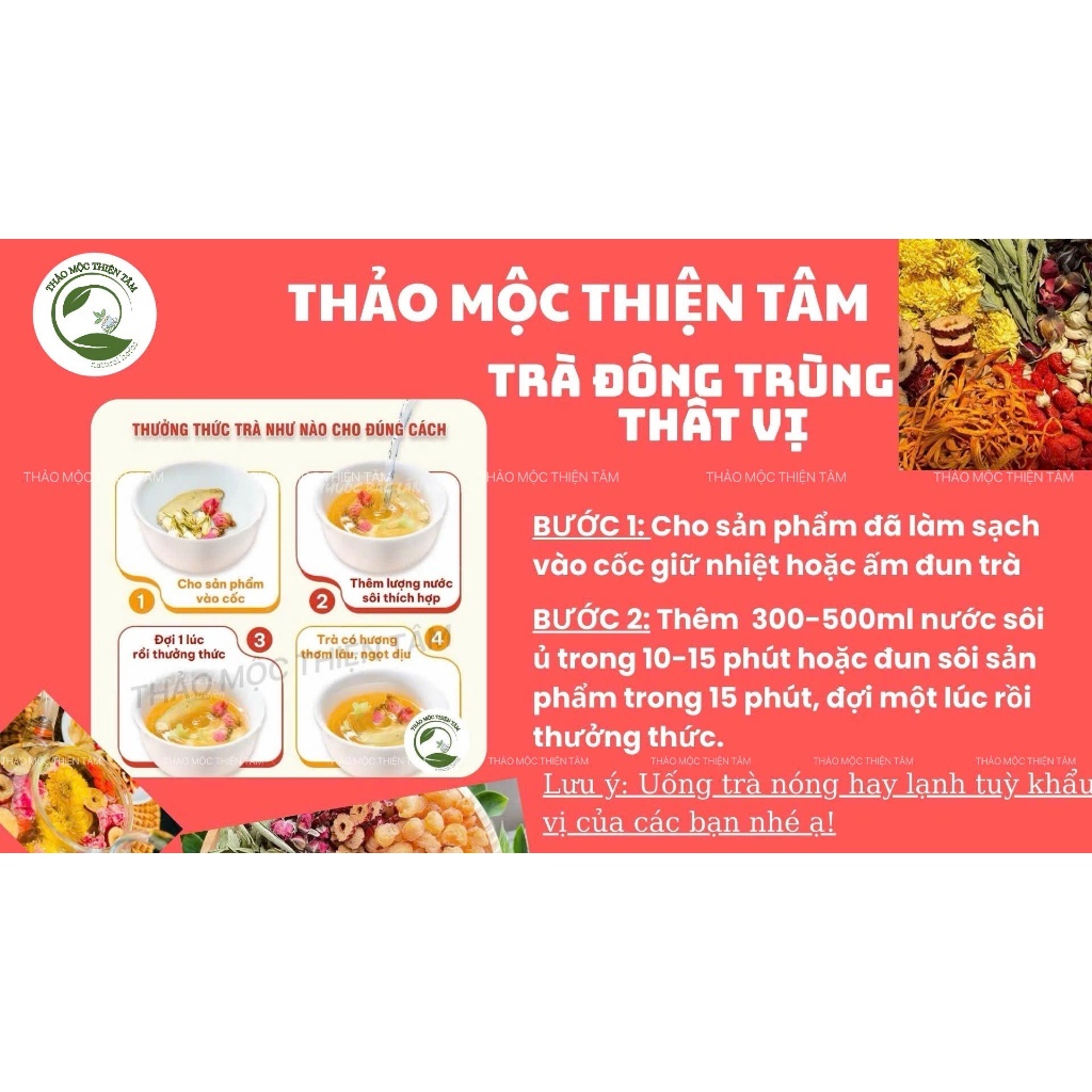 Trà Đông Trùng Thất Vị Thanh Nhiệt, Bồi Bổ Cơ Thể, Dưỡng Nhan - Mua 30 Gói Tặng 3 Gói Và Tặng Thêm 1 Gói Trà Bất Kỳ