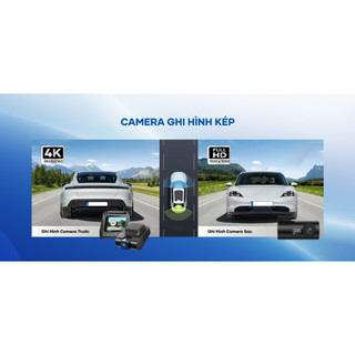 Vietmap S720 ghi hình 2 kênh trước sau 4K + Full HD Cảnh báo biển báo giao thông, ghi trước và sau