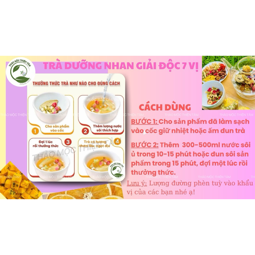 Trà Dưỡng Nhan Giải Độc 7 Vị - Mua 30 Gói Tặng 3 Gói Và Tặng Thêm 1 Gói Trà Bất Kỳ - Thảo Mộc Thiện Tâm
