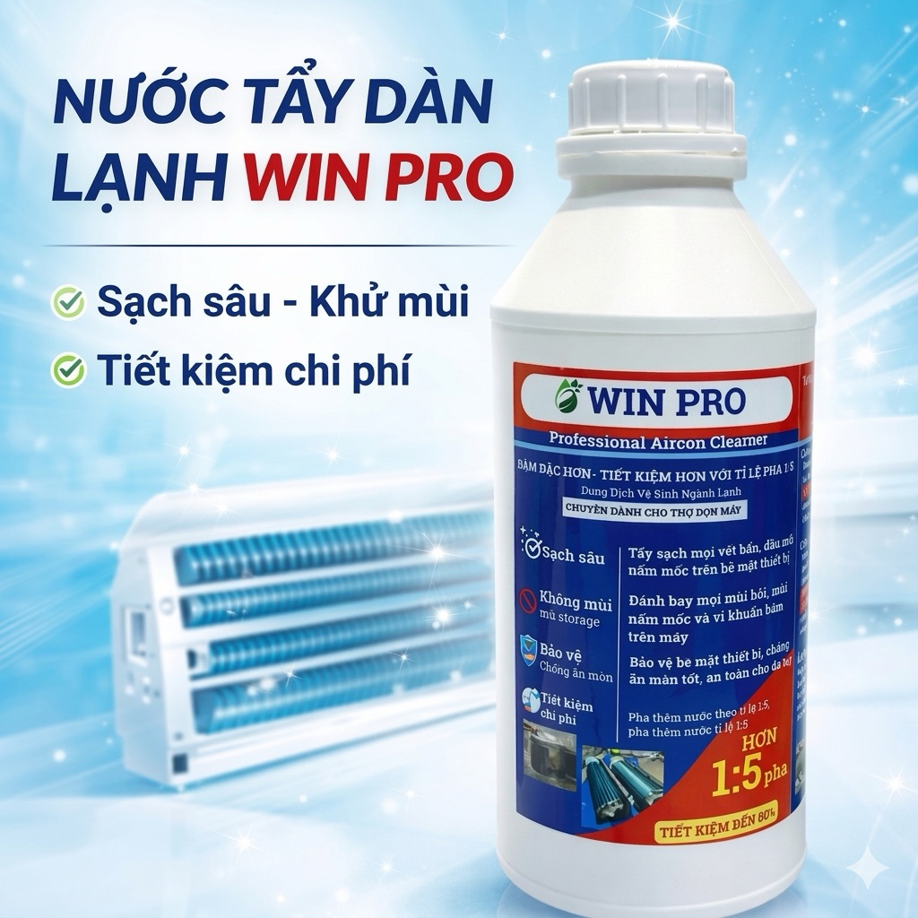 (Bản Hương Thơm ) Nước Tẩy Rửa Dàn Lạnh - Máy Lạnh - Máy giặt Winpro chai 1000ml .