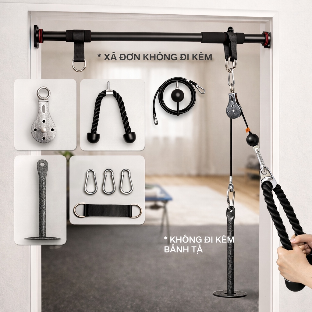 Bộ Ròng Rọc Cáp Tập Gym Tại Nhà – Dụng Cụ Kéo Xô, Tập Lưng, Tay Sau Đa ...