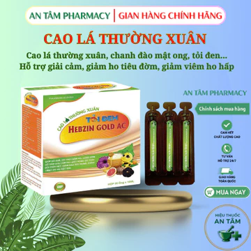 Siro Cao lá Thường xuân Tỏi đen Chanh đào Mật Ong giảm ho, long đờm, khò khè hiệu quả - Hộp 20 gói