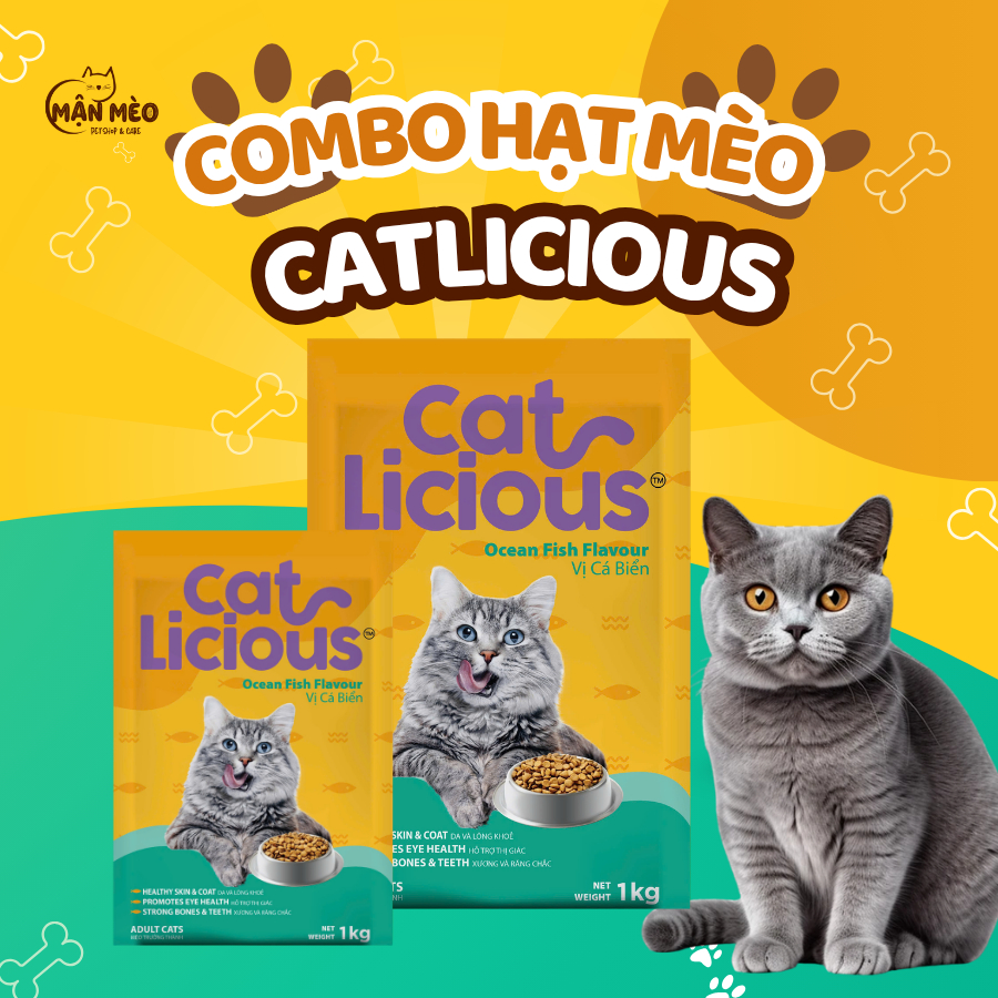 Thức ăn mèo trưởng thành CATLICIOUS vị Cá Biển - Gói 1KG