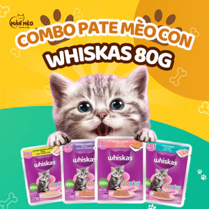 Pate Whiskas Junior Gói 80g, Pate Cho Mèo Con Cá Ngừ, Cá Hồi, Cá Thu Bổ Sung Dinh Dưỡng