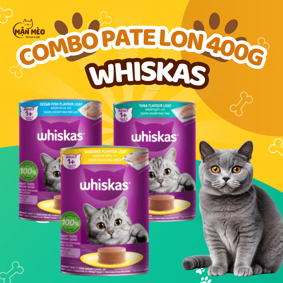 Pate Whiskas Mèo Trưởng Thành Lon 400G