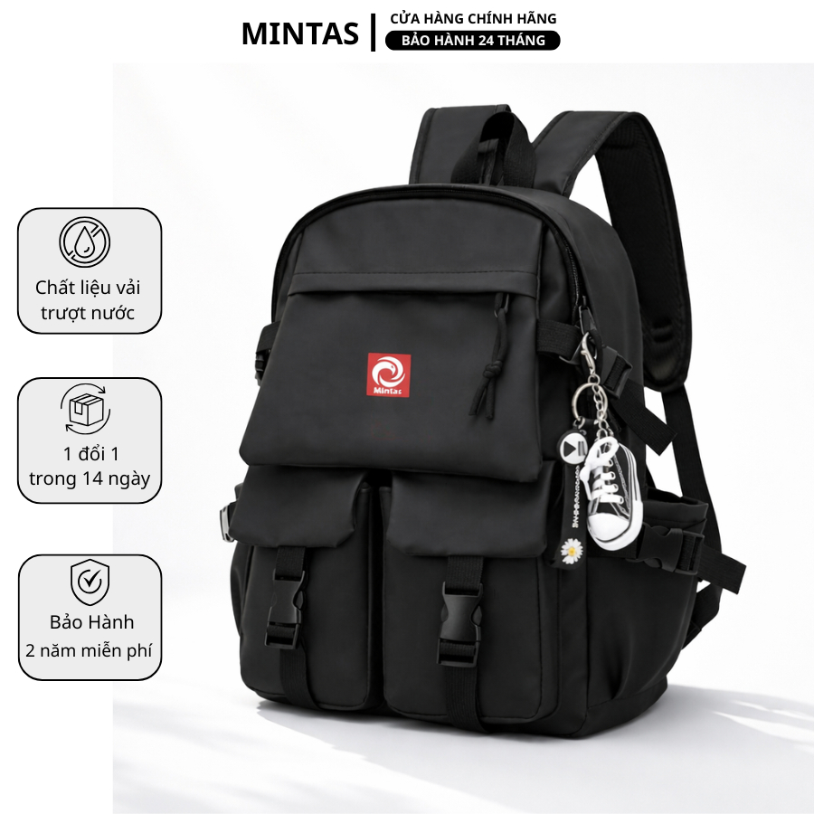 Balo Đi Học Nam Nữ MINTAS Smart Backpack, Nhiều Ngăn, Vải Dù Trượt Nước Thời Trang. MT284