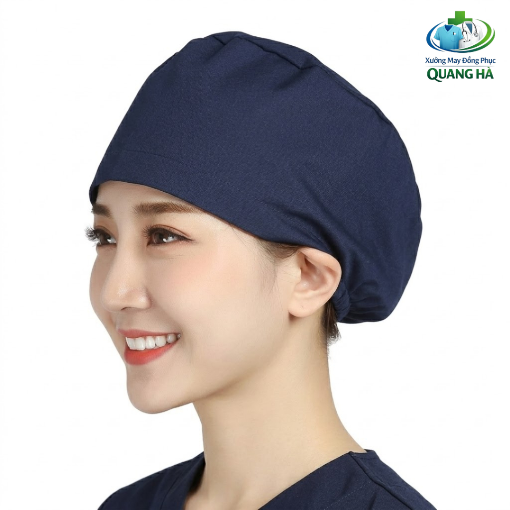 Mũ đội đầu y tế nhiều màu- vải Lon Nhật - Mũ vải blu công nghệ trùm đầu, mũ công nhân trùm đầu, mũ vải bếp, nhân viên. c