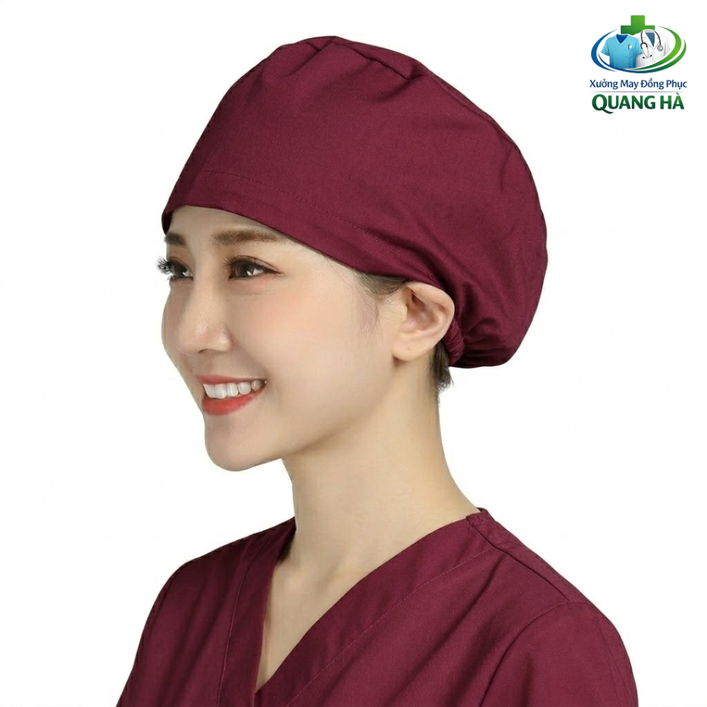 Mũ đội đầu y tế nhiều màu- vải Lon Nhật - Mũ vải blu công nghệ trùm đầu, mũ công nhân trùm đầu, mũ vải bếp, nhân viên. c
