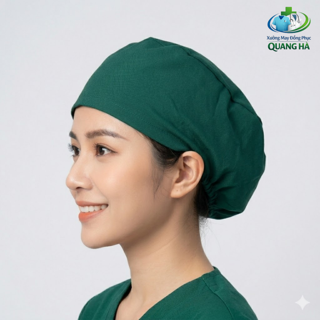 Mũ đội đầu y tế nhiều màu- vải Lon Nhật - Mũ vải blu công nghệ trùm đầu, mũ công nhân trùm đầu, mũ vải bếp, nhân viên. c