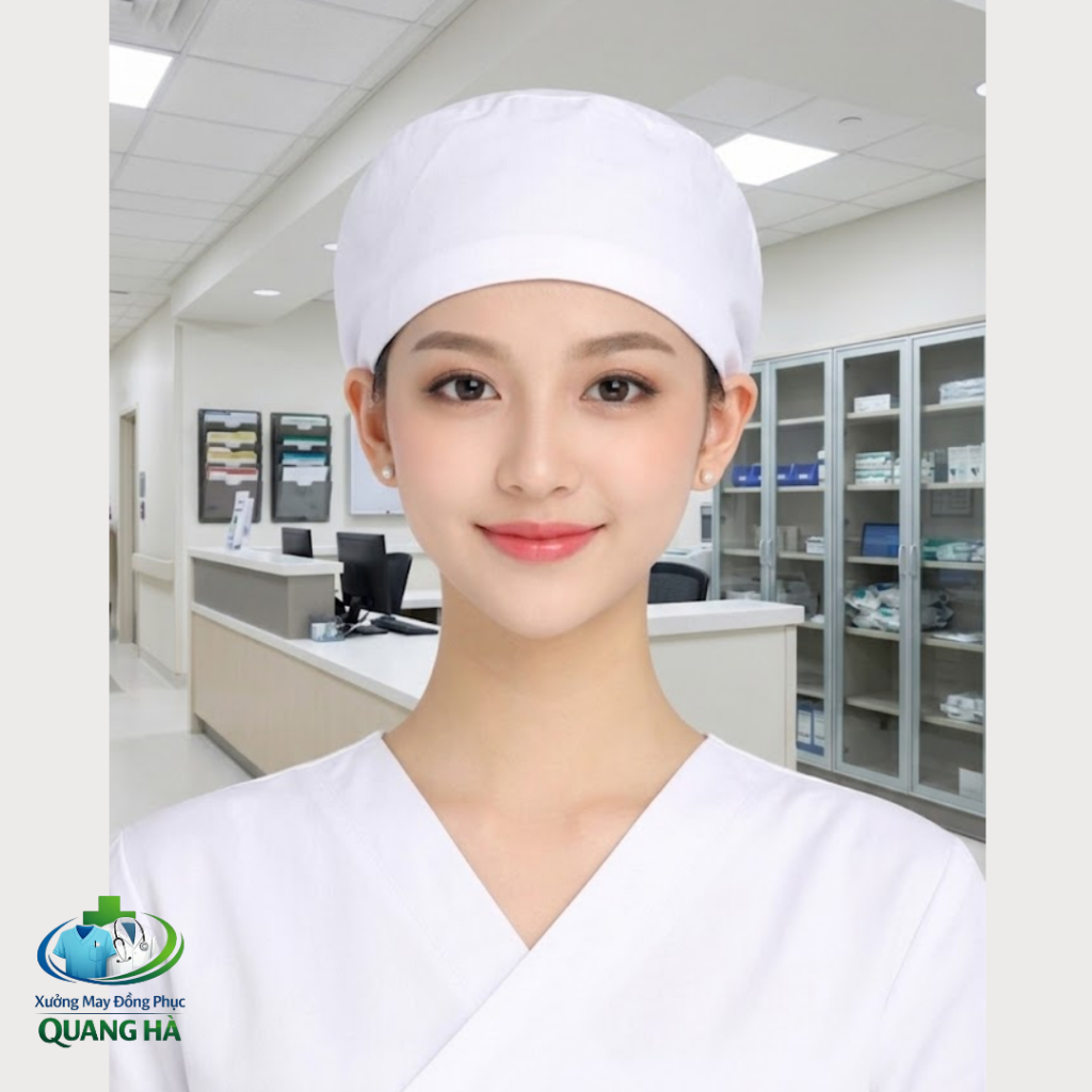 Mũ đội đầu y tế nhiều màu- vải Lon Nhật - Mũ vải blu công nghệ trùm đầu, mũ công nhân trùm đầu, mũ vải bếp, nhân viên. c