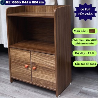 Tủ Để Đồ 3 Tầng Gỗ MDF – Kệ Trang Trí Đa Năng Có Cánh Tủ, Tủ Mini Decor Phòng Ngủ 40x60x24cm
