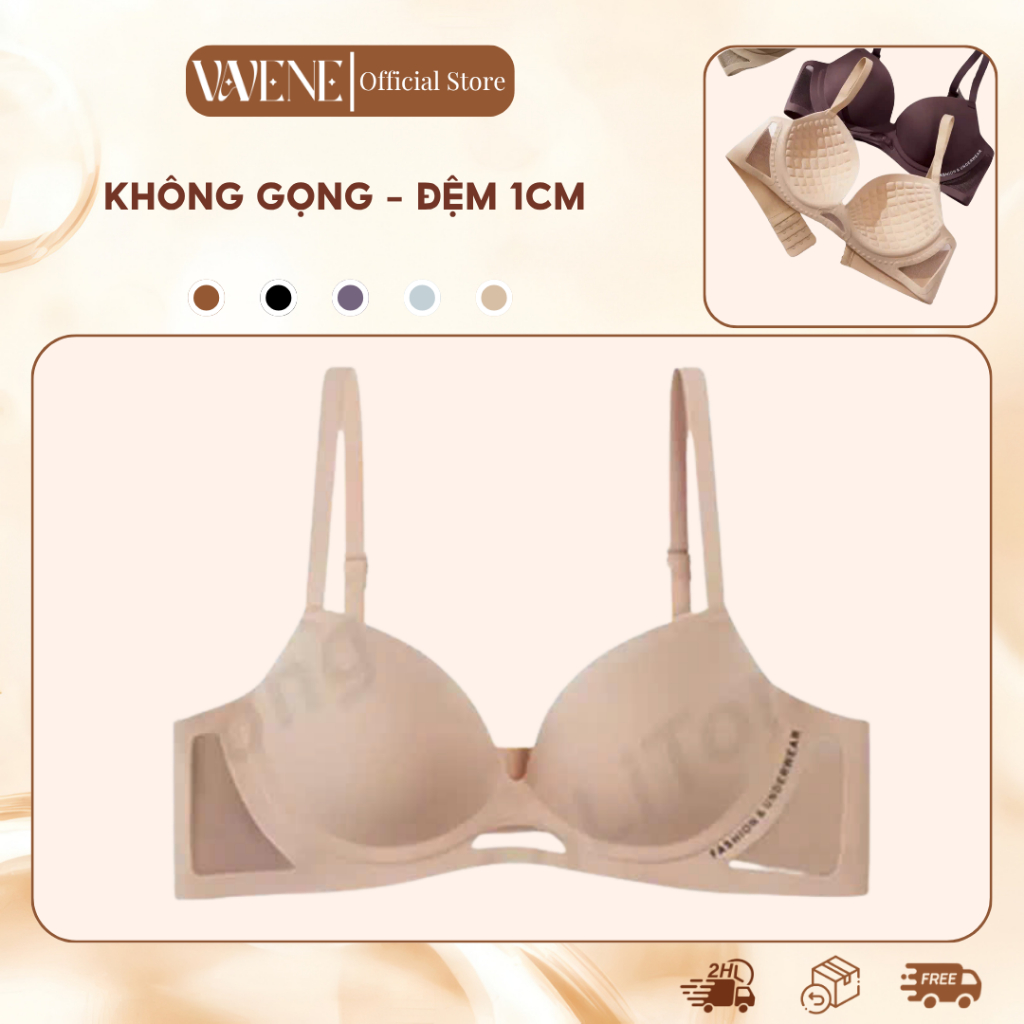 [TĂNG Size] Áo lót nữ VANVENE AL207, áo su cao cấp đệm mỏng massage nâng ngực tạo khe viền lưới chống xệ cup chữ V