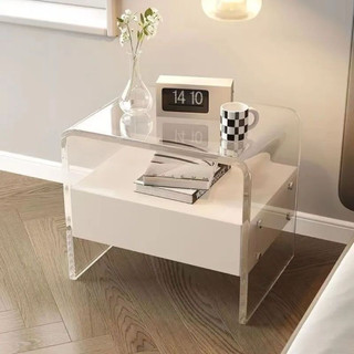 Bàn đầu giường acrylic, kiểu dáng đơn giản và hiện đại, bàn đầu giường mini có ngăn chứa đồ, tủ đựng đồ treo tường nhỏ.