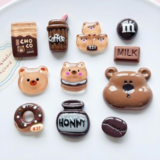 Set Charm Gấu Nâu Cafe Socola Cute Mini – Charm Đồ Uống Bánh Ngọt Dễ Thương Trang Trí Dép Túi Xách Hot Trend