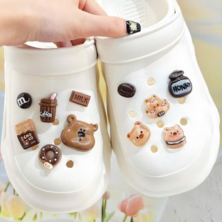 Set Charm Gấu Nâu Cafe Socola Cute Mini – Charm Đồ Uống Bánh Ngọt Dễ Thương Trang Trí Dép Túi Xách Hot Trend