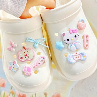 Set Charm Hello Kitty Pastel Ngọt Ngào Cute Mini – Charm Mèo Kitty Nơ Táo Khóa Tim Dễ Thương Trang Trí Dép