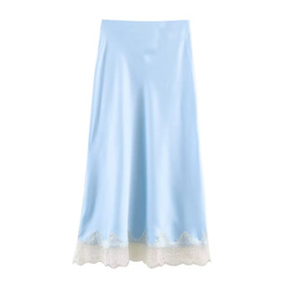 Chân váy lụa phối ren(Sẵn xanh size XS sale)