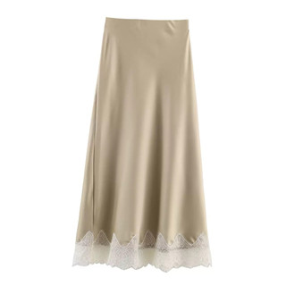 Chân váy lụa phối ren(Sẵn xanh size XS sale)