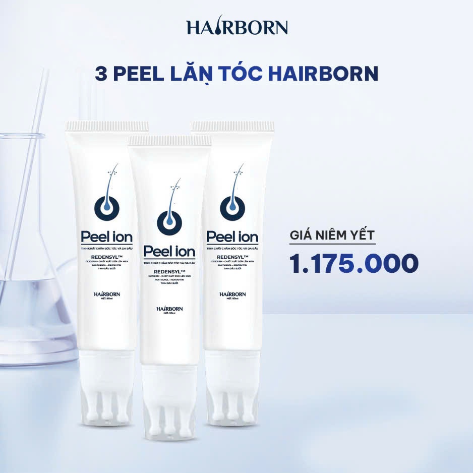 Combo 3 Tuýp Peel Lăn Mọc Tóc Chính Hãng Hairborn Tuýp 60ml giúp chắc khỏe, giảm gãy rụng