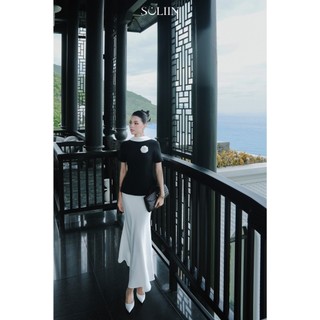 [TẶNG CHARM] Áo Peplum Thiết Kế Cổ Trụ Lụa Tô Châu SOLIIN Đen/Đỏ/Nâu Phong Cách Sang Trọng Thanh Lịch MIA TOP