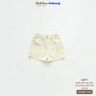 Combo 2 quần đùi kaki cho bé trai, bé gái Hokiha vải kaki mềm mại, thoáng mát size 8-17kg QQ102-QQ42