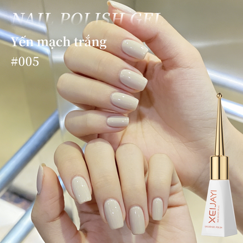 XEIJAYI 10ml-Sơn móng tay dạng gel màu trắng yến mạch, độ bóng lâu trôi, thích hợp sử dụng tại salon