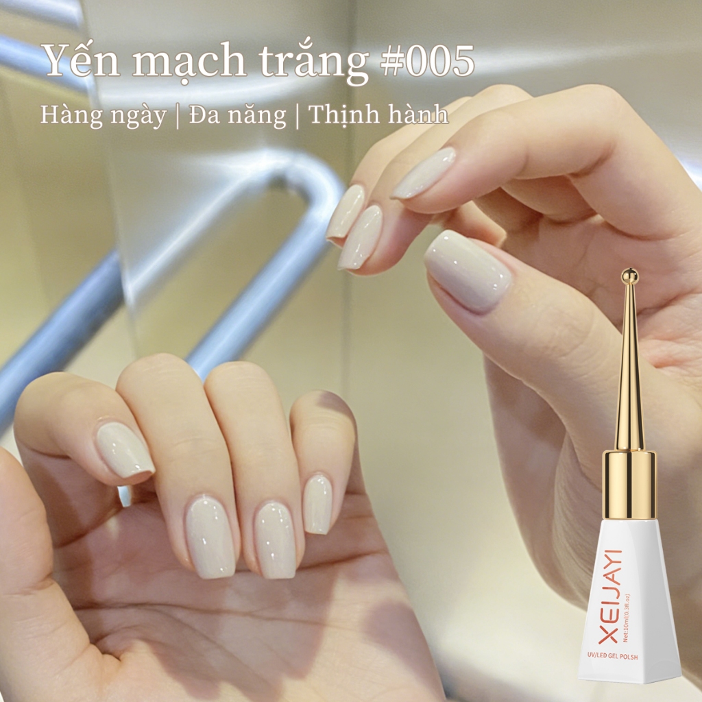 XEIJAYI 10ml-Sơn móng tay dạng gel màu trắng yến mạch, độ bóng lâu trôi, thích hợp sử dụng tại salon