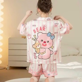 [ 10KG - 46KG ] Đồ Bộ Mặc Nhà Cộc Tay Bé Gái Pijama Chất Vải Lụa Cao Cấp Siêu Mềm, Mát_BM46