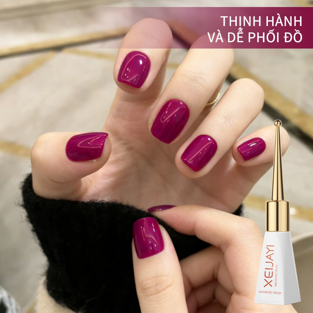 XEIJAYI 10ml - Sơn gel móng tay màu đỏ mận mới, độ bão hòa cao, thích hợp cho các tiệm nail và các dự án DIY.