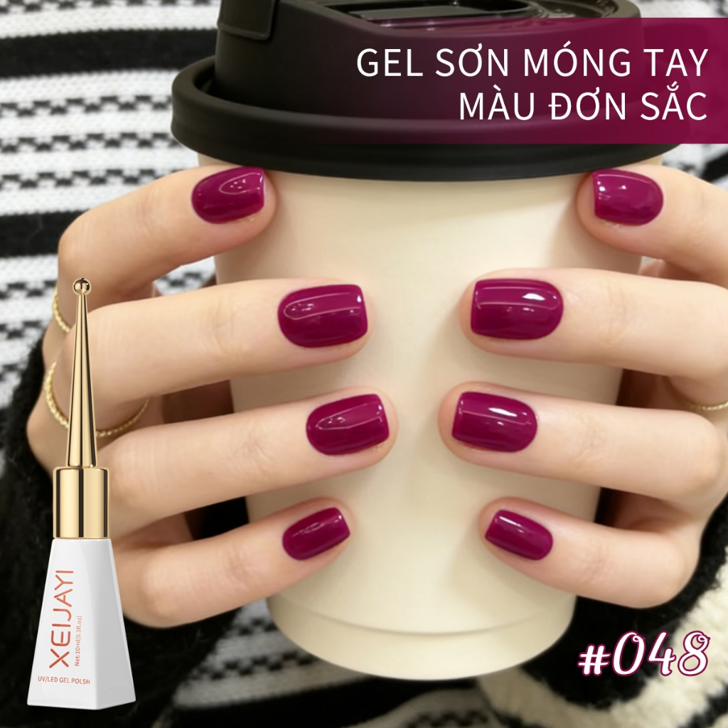 XEIJAYI 10ml - Sơn gel móng tay màu đỏ mận mới, độ bão hòa cao, thích hợp cho các tiệm nail và các dự án DIY.