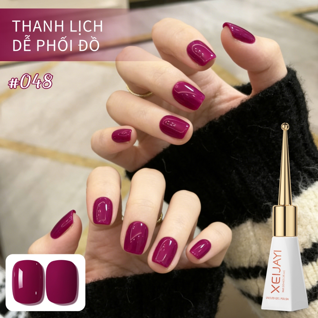 XEIJAYI 10ml - Sơn gel móng tay màu đỏ mận mới, độ bão hòa cao, thích hợp cho các tiệm nail và các dự án DIY.