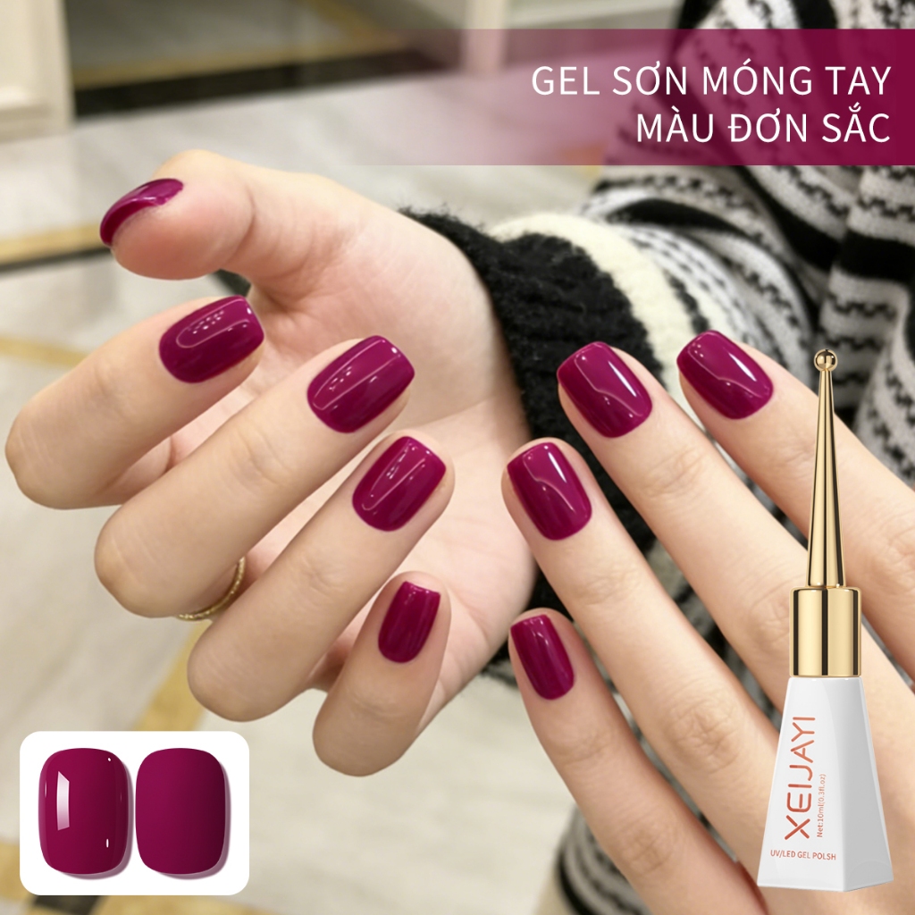 XEIJAYI 10ml - Sơn gel móng tay màu đỏ mận mới, độ bão hòa cao, thích hợp cho các tiệm nail và các dự án DIY.