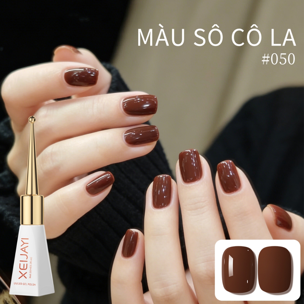 XEIJAYI 10ml-Sơn móng tay dạng gel màu sô cô la, thời trang và đa năng, thích hợp sử dụng tại salon.