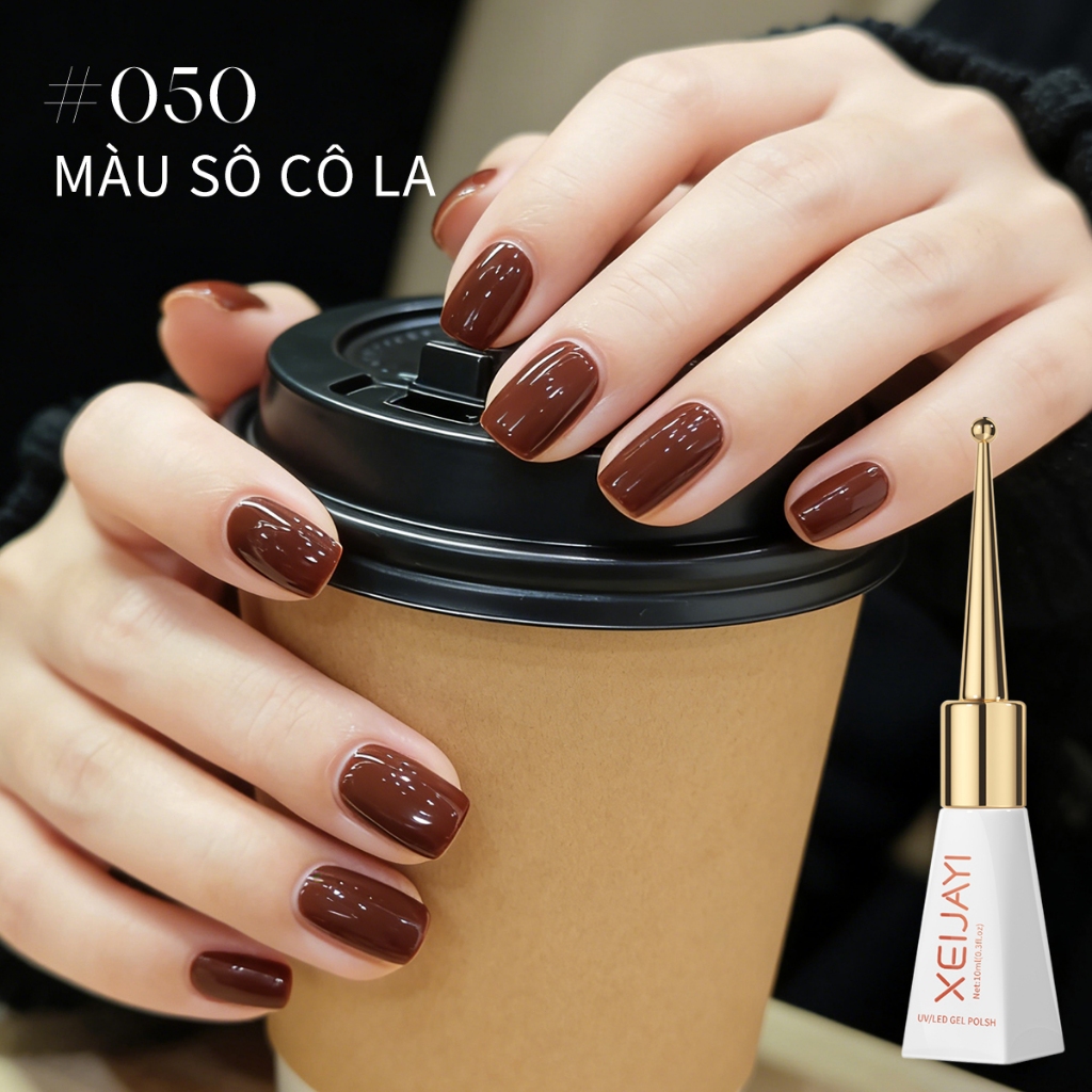 XEIJAYI 10ml-Sơn móng tay dạng gel màu sô cô la, thời trang và đa năng, thích hợp sử dụng tại salon.