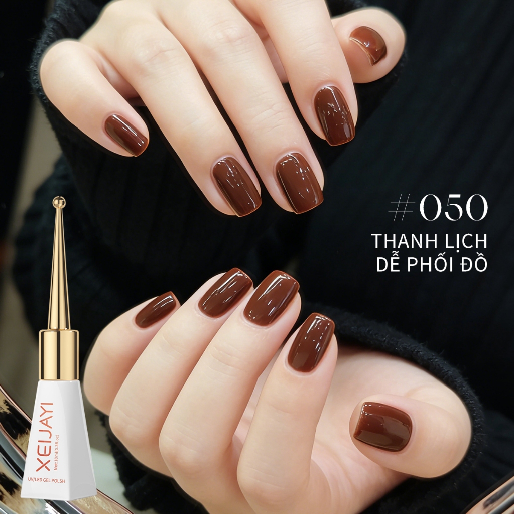 XEIJAYI 10ml-Sơn móng tay dạng gel màu sô cô la, thời trang và đa năng, thích hợp sử dụng tại salon.