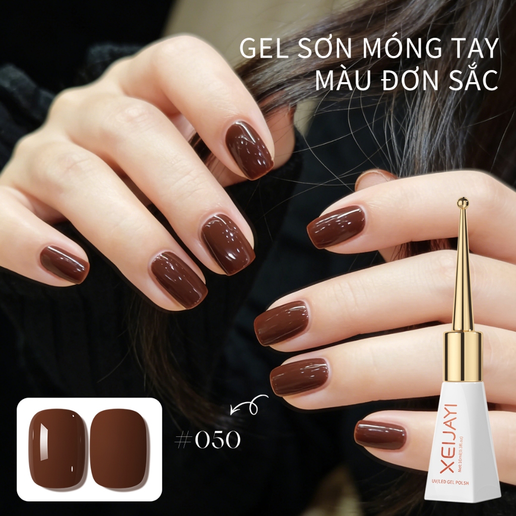 XEIJAYI 10ml-Sơn móng tay dạng gel màu sô cô la, thời trang và đa năng, thích hợp sử dụng tại salon.
